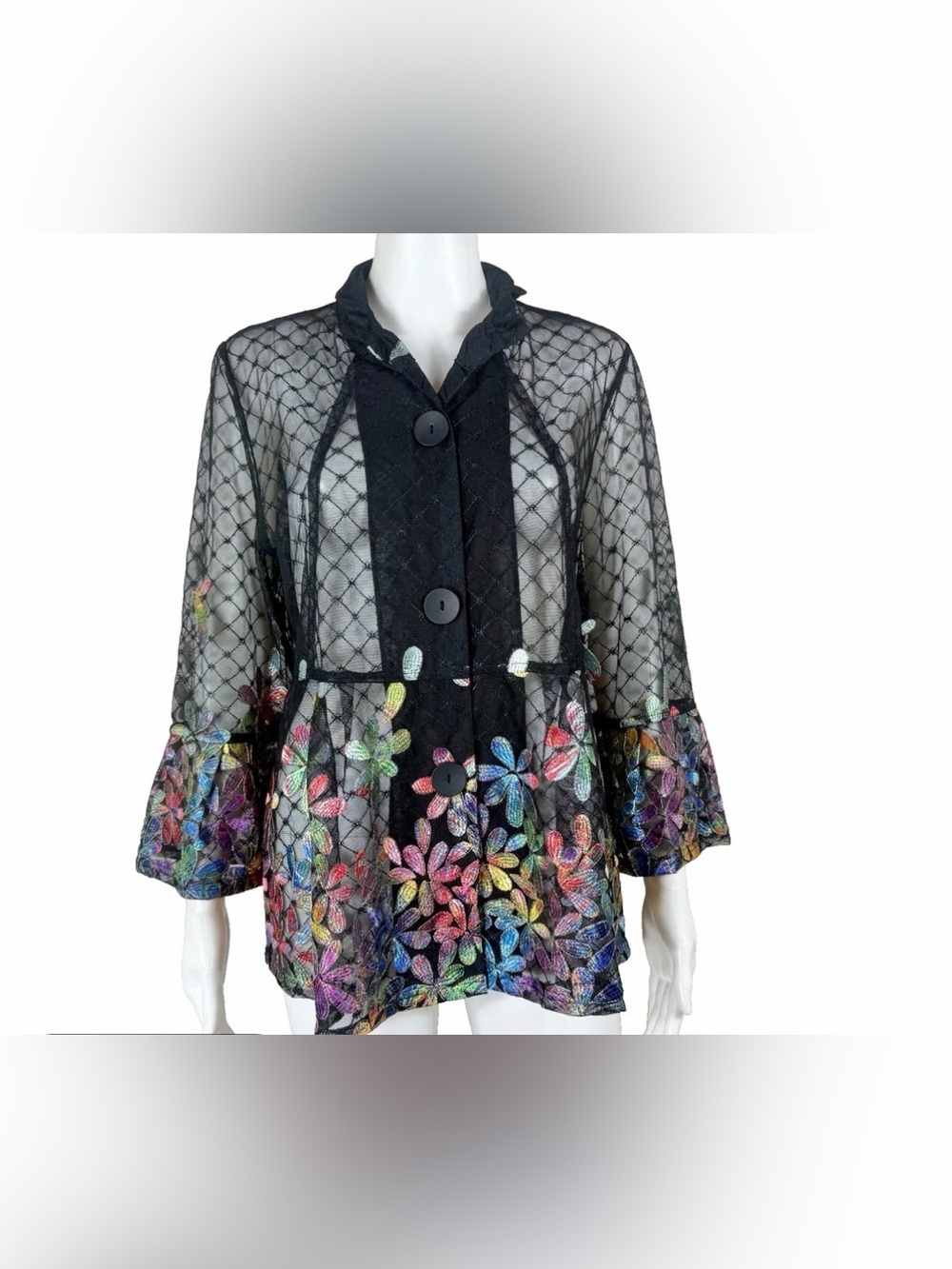 Like new Damee Embroidery sheer jacket. Size S